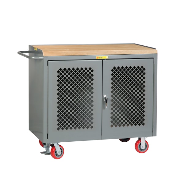 Mobile Bench Cabinets, Clearview Doors, 36"W, Butcher Block